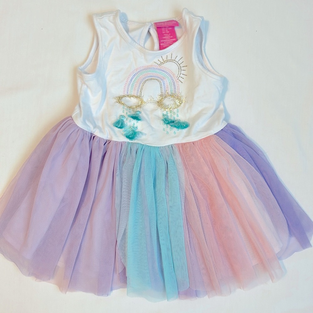Isaac Mizrahi Kids Rainbow Tulle Dress - White, Pink, Blue, Purple